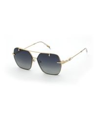 Blumarine - Ubm236S 300 Sunglasses Metal Smoke Geometric Normal Nuanced - Lyst