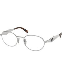 Prada - Pr D53Vd 1Bc1O1 Optical Frames Metal Transparent Round Normal - Lyst