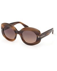 Tom Ford - Ft1346 Claudette-02 55T Sunglasses Acetate Bordeaux Round Normal - Lyst
