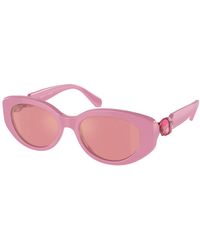 Swarovski - Sk6002 1005E4 Sunglasses Acetate Round Mirrored Mirror - Lyst