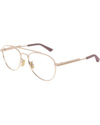 Bottega Veneta - Bv1340Ok 003 Optical Frames Metal Transparent Pilot - Lyst