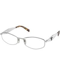 Prada - Pr D58V 1Bc1O1 Optical Frames Metal Transparent Round Normal - Lyst