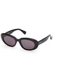 Max Mara - Mm0196 01A Sunglasses Acetate Smoke Round Normal - Lyst