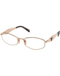 Prada - Pr D58V Svf1O1 Optical Frames Metal Transparent Round Normal - Lyst