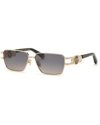 Philipp Plein - Spp210M Plein Icon Edge 300 Sunglasses Metal Smoke Squared Normal Nuanced - Lyst