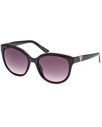 Guess - Gu7877 01B Sunglasses Injected Smoke Round Normal Shaded - Lyst