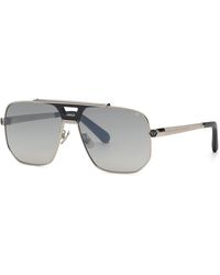 Philipp Plein - Spp226M Plein Royal 579X Sunglasses Metal Smoke Geometric Normal Nuanced - Lyst