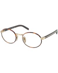 Prada - Pr B55V 20L1O1 Optical Frames Metal Transparent Round Normal - Lyst