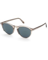 Tom Ford - Aurele Round-frame Sunglasses Blue Grey - Lyst