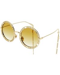 Gucci - Gg1113S 001 Sunglasses Metal Round Shaded - Lyst