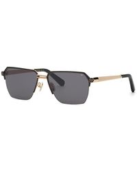 Philipp Plein - Spp225M Plein Royal 302 Sunglasses Metal Smoke Squared Normal - Lyst