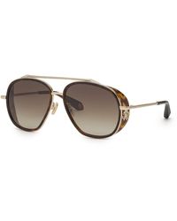 Roberto Cavalli - Src008M 594 Sunglasses Metal Squared Normal Shaded - Lyst