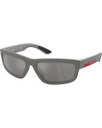 Prada Linea Rossa - Ps 05Zs 16X7W1 Sunglasses Injected Squared Mirrored Mirror - Lyst