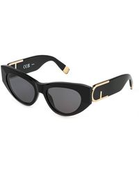 Furla - Sfu881 700 Sunglasses Acetate Smoke Cat Eye Normal - Lyst