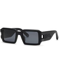 Philipp Plein - Spp129V Plein Eagle 703 Sunglasses Acetate Smoke Squared Normal - Lyst