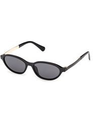 MAX&Co. - Mo0158 01A Sunglasses Injected Smoke Round Normal - Lyst