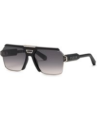 Philipp Plein - Spp147M Plein Contemporary 0K07 Sunglasses Metal Smoke Geometric Normal Nuanced - Lyst