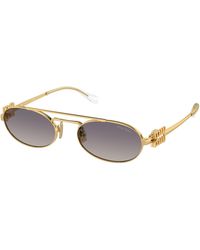Miu Miu - Mu 54Zs 5Ak30C Sunglasses Metal Round Mirrored Shaded - Lyst