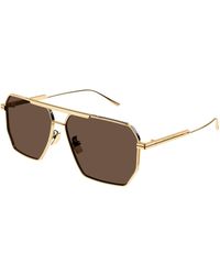 Bottega Veneta - Bv1012S 003 Sunglasses Metal Pilot Normal - Lyst