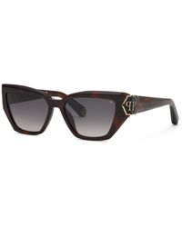 Philipp Plein - Spp214M Plein Brave 09Xk Sunglasses Acetate Smoke Cat Eye Normal Nuanced - Lyst