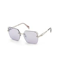 Blumarine - Sbm229S A39X Sunglasses Metal Squared Normal Mirrored - Lyst