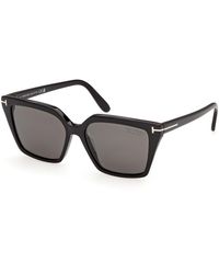 Tom Ford - Ft1412 Erin-02 01D Sunglasses Acetate Smoke Squared Polarized - Lyst
