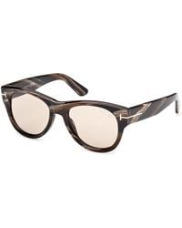 Tom Ford - Ft1305 Burton-02 64E Sunglasses Acetate Round Photochromic - Lyst