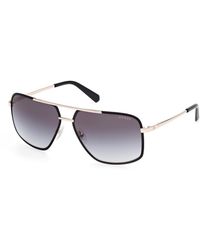 Guess - Gu00167 02B Sunglasses Metal Smoke Squared Normal - Lyst