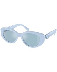 Swarovski - Sk6002 1006N1 Sunglasses Acetate Light Round Mirrored Mirror - Lyst
