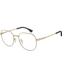 Emporio Armani - Ea1154D 3002 Optical Frames Metal Transparent Round Normal - Lyst