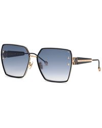 Philipp Plein - Spp122W Plein Queen 300 Sunglasses Metal Geometric Mirrored Shaded - Lyst