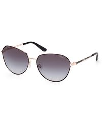 Guess - Gu00148 02B Sunglasses Metal Smoke Round Normal - Lyst
