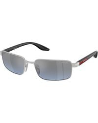 Prada Linea Rossa - Ps B54S 1Bc11A Sunglasses Metal Squared Normal Mirrored - Lyst