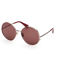 Max Mara - Mm0191 36S Sunglasses Metal Bordeaux Round Normal - Lyst