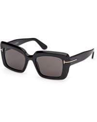Tom Ford - Ft1318 Leila-02 01A Sunglasses Acetate Smoke Squared Normal - Lyst