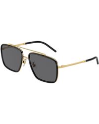 Dolce & Gabbana - Dg2220 02/81 Sunglasses Metal Squared Polarized - Lyst