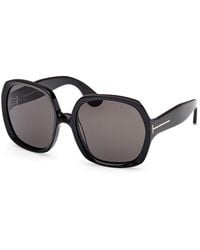Tom Ford - Ft1221 Saffron 01A Sunglasses Acetate Smoke Squared Normal - Lyst