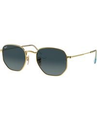 Ray-Ban - Hexagonal Flat Lenses Sunglasses Frame Blue Lenses - Lyst