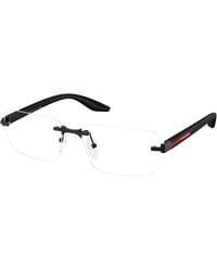 Prada Linea Rossa - Ps 58Tv 1Bo1O1 Optical Frames Metal Transparent Squared Normal - Lyst