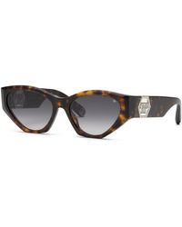 Philipp Plein - Spp161 Plein Capture 722 Sunglasses Acetate Smoke Cat Eye Normal Shaded - Lyst
