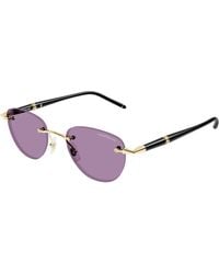 Montblanc - Mb0412S 002 Sunglasses Metal Round - Lyst