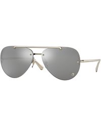 Versace - Ve2231 12526G Sunglasses Metal Pilot Mirrored Mirror - Lyst