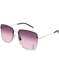 Saint Laurent - Sl 312 M 011 Sunglasses Metal Squared Shaded - Lyst