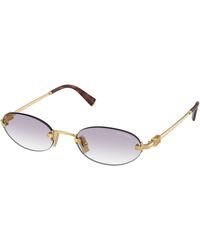 Miu Miu - Mu A54S 5Ak04O Sunglasses Metal Round Normal Shaded - Lyst