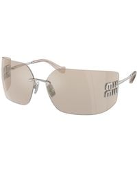Miu Miu - Mu 54Ys 1Bc10F Sunglasses Metal Geometric Normal Mirror - Lyst