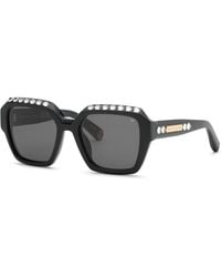 Philipp Plein - Spp216S Plein Crystal 700S Sunglasses Acetate Smoke Squared Normal - Lyst