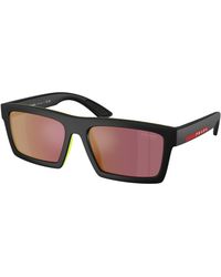Prada Linea Rossa - Ps A07S 1Bo10A Sunglasses Injected Squared Normal Mirror - Lyst