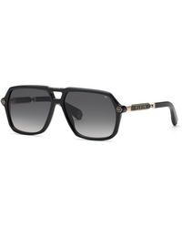 Philipp Plein - Spp227 Plein Hexagon Stud 700 Sunglasses Acetate Smoke Geometric Normal Nuanced - Lyst