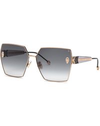 Philipp Plein - Spp122S Plein Queen 02Am Sunglasses Metal Smoke Geometric Normal Shaded - Lyst
