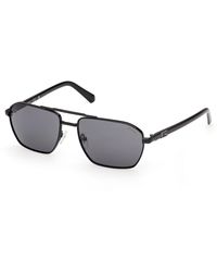 Guess - Gu00301 01A Sunglasses Metal Smoke Squared Normal - Lyst